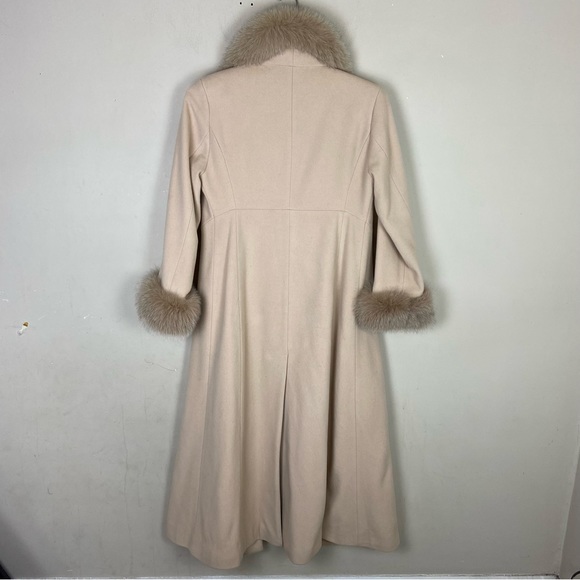 Vintage cream cashmere blend with fox fur maxi frock coat size 4 - Picture 5 of 11